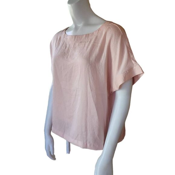 NWT Cupcakes & Cashmere Koryn Satin Boat Neck Tea Rose Blouse (S & M) - Picture 3 of 7
